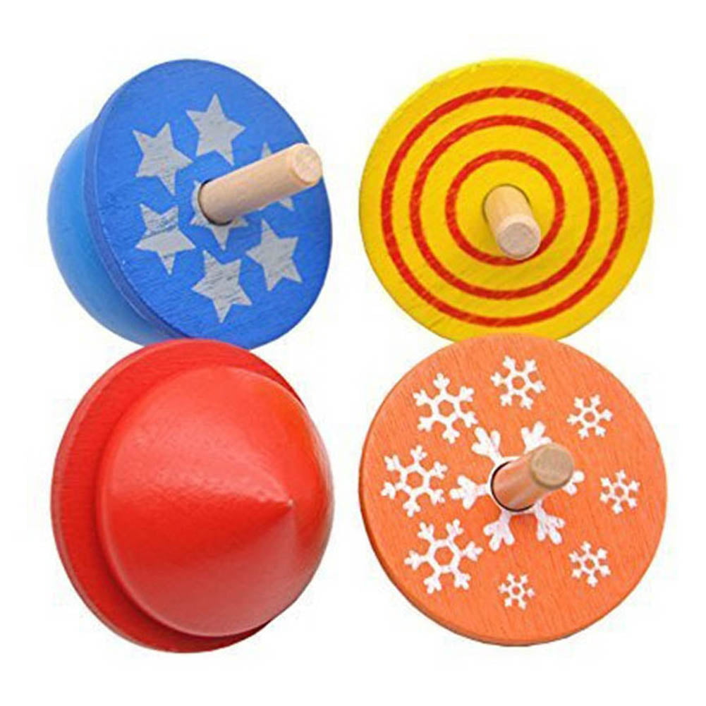 4Pcs Colorful Wooden Desktop Spinning Top Peg-Top Gyro Toy Children Kids Gift Classic Toys for Children Toddlers Boys Girls Anniston Kids Toys 