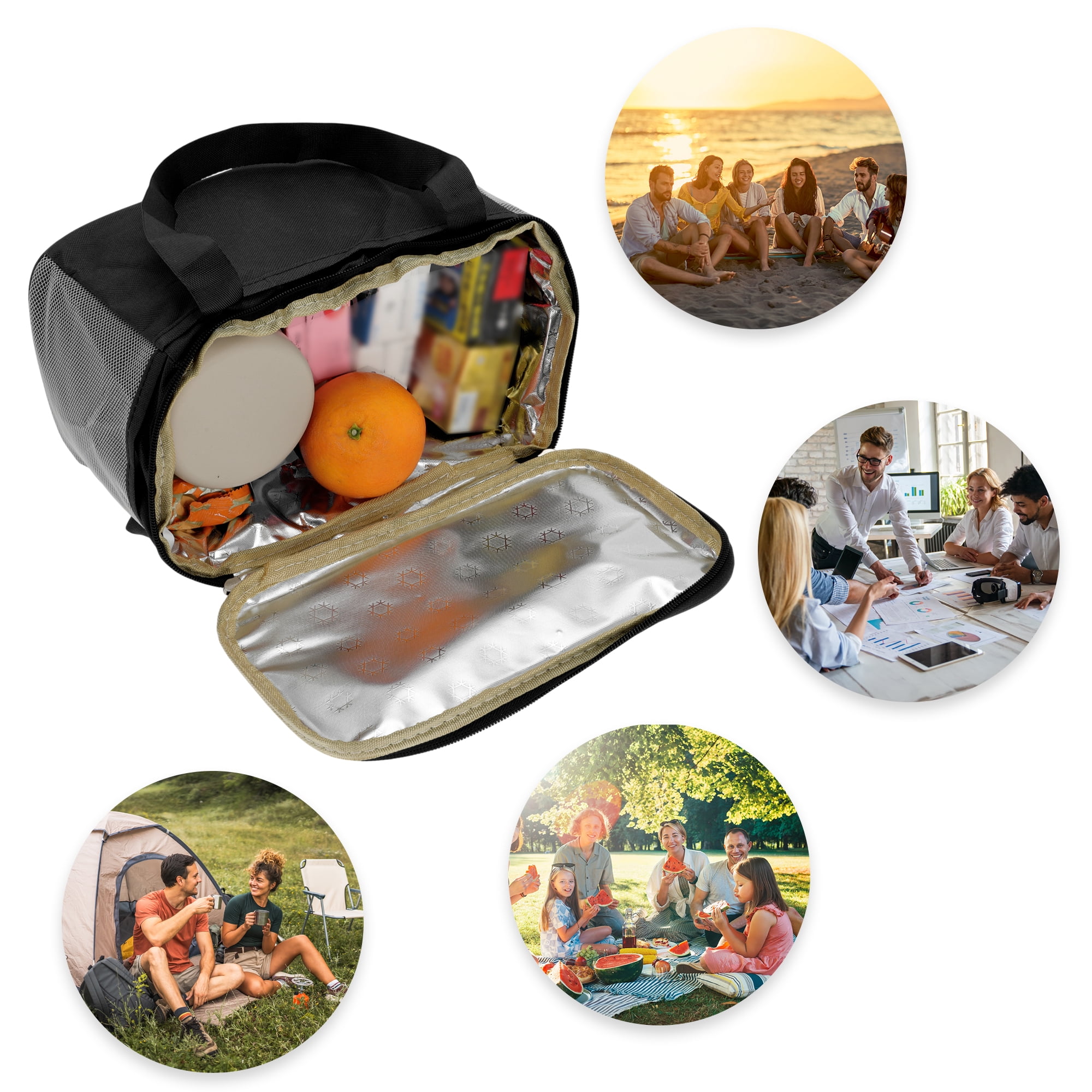 Unique Bargains Insulated Leak-proof Waterproof Lunch Bag Black 228 oz
