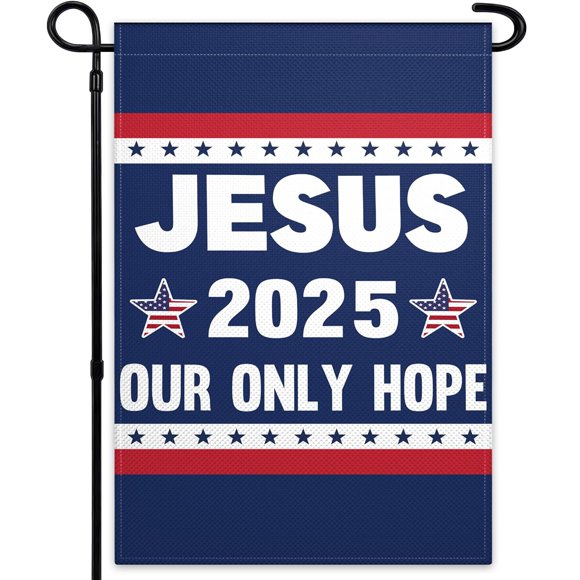 shiyou-Jesus 2025 Our Only Hope Garden Flag 12x18 Inch Christ Jesus Easter Flag 3ply Fabric Double Sided Christian Faith Patriotic Garden Flags for House Outdoor Indoor Yard Decor