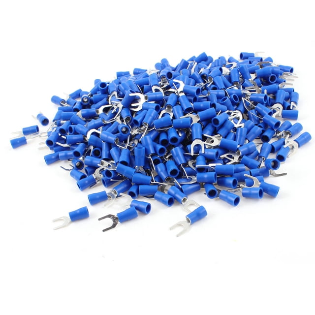 1000 Pcs SV2-5S Terminales de horquilla preaislados azules para cable AWG 16-14 con perno #10