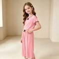 thumbnail image 5 of Amidoa Girls 2 Piece Outfits Summer Clothes Solid Color Cute Short Sleeve T-Shirt and Shorts Casual Kids Clothing Sets,Pink Size 2T, 5 of 9
