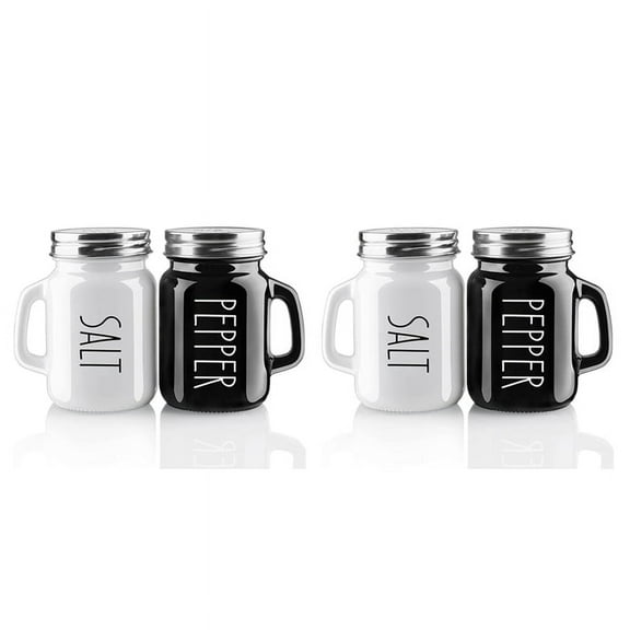 2X Farmhouse Salt and Pepper Shakers Set, 4 Oz Cute Shaker, Modern Kitchen Decor