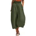 thumbnail image 2 of Bloomae Women's Stretchy Wide Leg Palazzo Capri Pants Casual Wide Elastic High Waist Baggy Lounge Capris Loose Fit Dressy Cropped Trousers with Pockets, 2 of 8