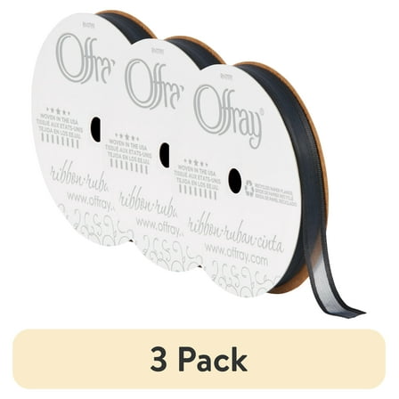 (3 pack) Offray Ribbon, Black 5/16 inch Sheer Ribbon, 9 feet