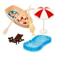thumbnail image 1 of 1 Set Mini Swimming Pool Mini House Beach Chair Boat Miniature Deck Chair, 1 of 4