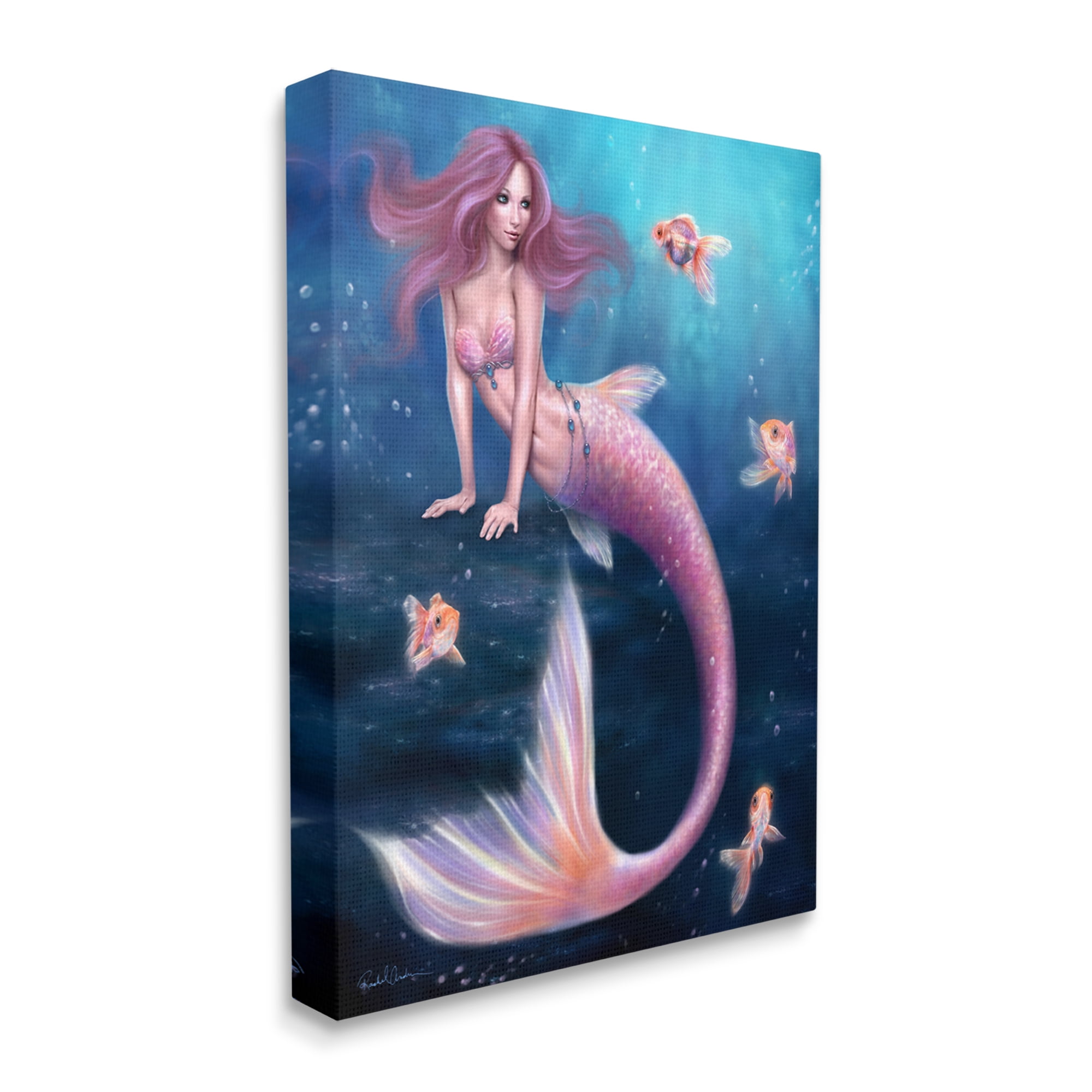 Stupell Industries Aurelia Mermaid in Sea Fairy Tales & Fantasy Painting Gallery Wrapped Canvas Art Print Wall Art, 30 x 40