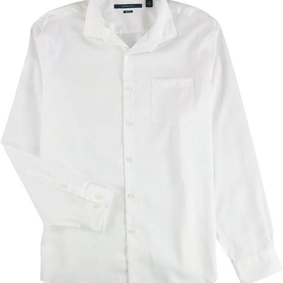 Perry Ellis Mens Non-Iron Solid Button Up Shirt, White, XX-Large