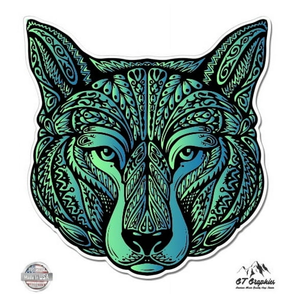 Ethnic Wolf - 3" Vinyl Sticker - For Car Laptop I-Pad Phone Helmet Hard Hat - Waterproof Decal