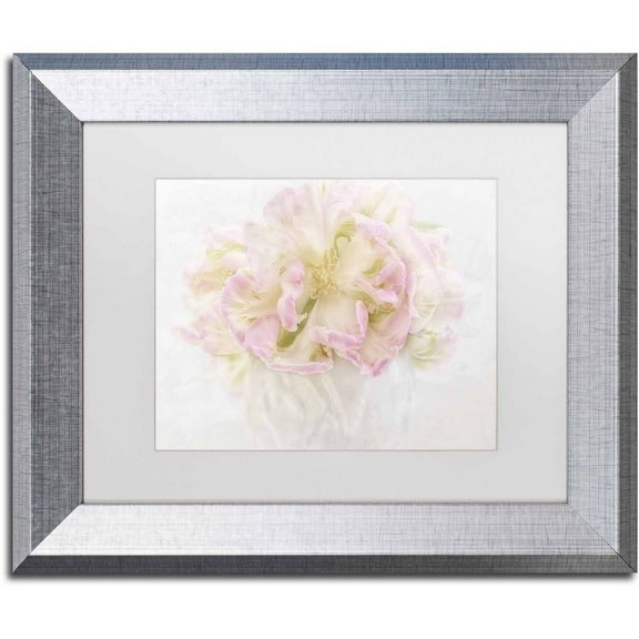 Trademark Fine Art 'Pink Parrot Tulips Bouquet' Canvas Art by Cora Niele, White Matte, Silver Frame