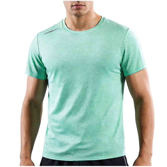 Mens Summer Shirts - Men's Workout Shirts Short Sleeve Tees Quick Dry Moisture Wicking Athletic Gym Running Crewneck T-Shirt