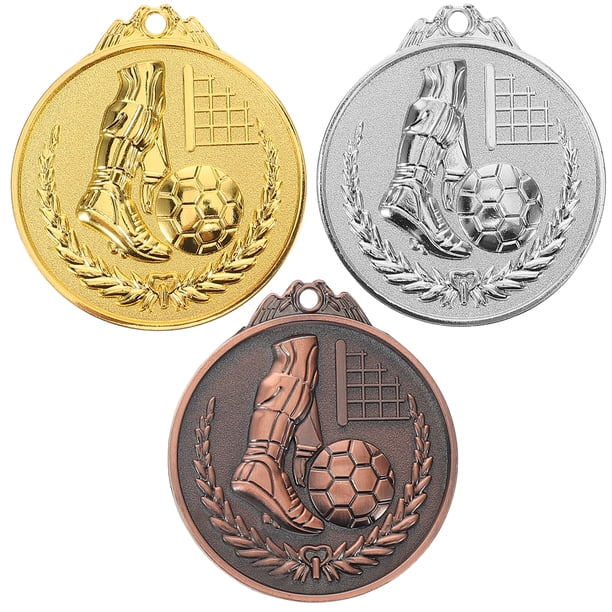 BRIGHTFUFU Medallas de fútbol, medallas de oro, premios, trofeo, trofeo de ganador para niños, modelo de premio deportivo, suministro de recompensa escolar, 3 uds.