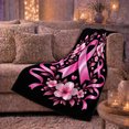 thumbnail image 6 of Pink Ribbon Awareness Botanical, Peaceful Botanical Garden Scene, Warm Flannel Blanket for Sunroom and Reading Nook, Garden Lovers Housewarming Gift, Artistic Home Decor, 6 of 9