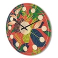 thumbnail image 3 of Designart 'Tropical Leaves Retro Pattern I' Mid-Century Modern Wood Wall Clock, 3 of 5