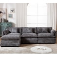 thumbnail image 5 of GNIXUU 112" Oversized Sectional Sofa Cloud Couch for Living Room, Modern Chenille L Shaped Couch, Comfy Boucle Modular Sofa Sleeper with Moveable Ottoman & Memory Foam (Gray), 5 of 8