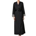 thumbnail image 1 of Gibobby Albornoz mujer de dormir larga con cinturón de encaje para mujer Camisón de satén cómodo Albornoz con frente abierto para otoño e invierno Ropa de dormir (Negro,CH), 1 of 4
