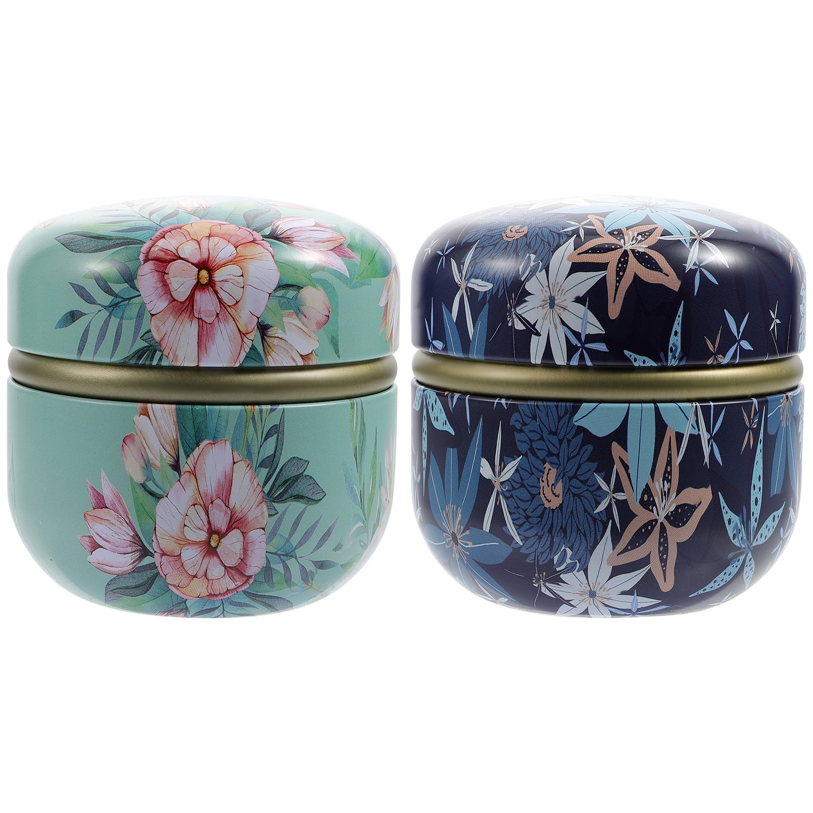 Tea Storage Tin Tinplate Jars Flower Round Boxes Tins Canister Metal