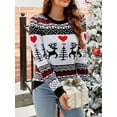 thumbnail image 3 of Liacowi Women Juniors Christmas Sweater Long Sleeve Christmas Print Pullover Retro Jumpers Tops Fall Loose Knitwear for Teen, 3 of 9