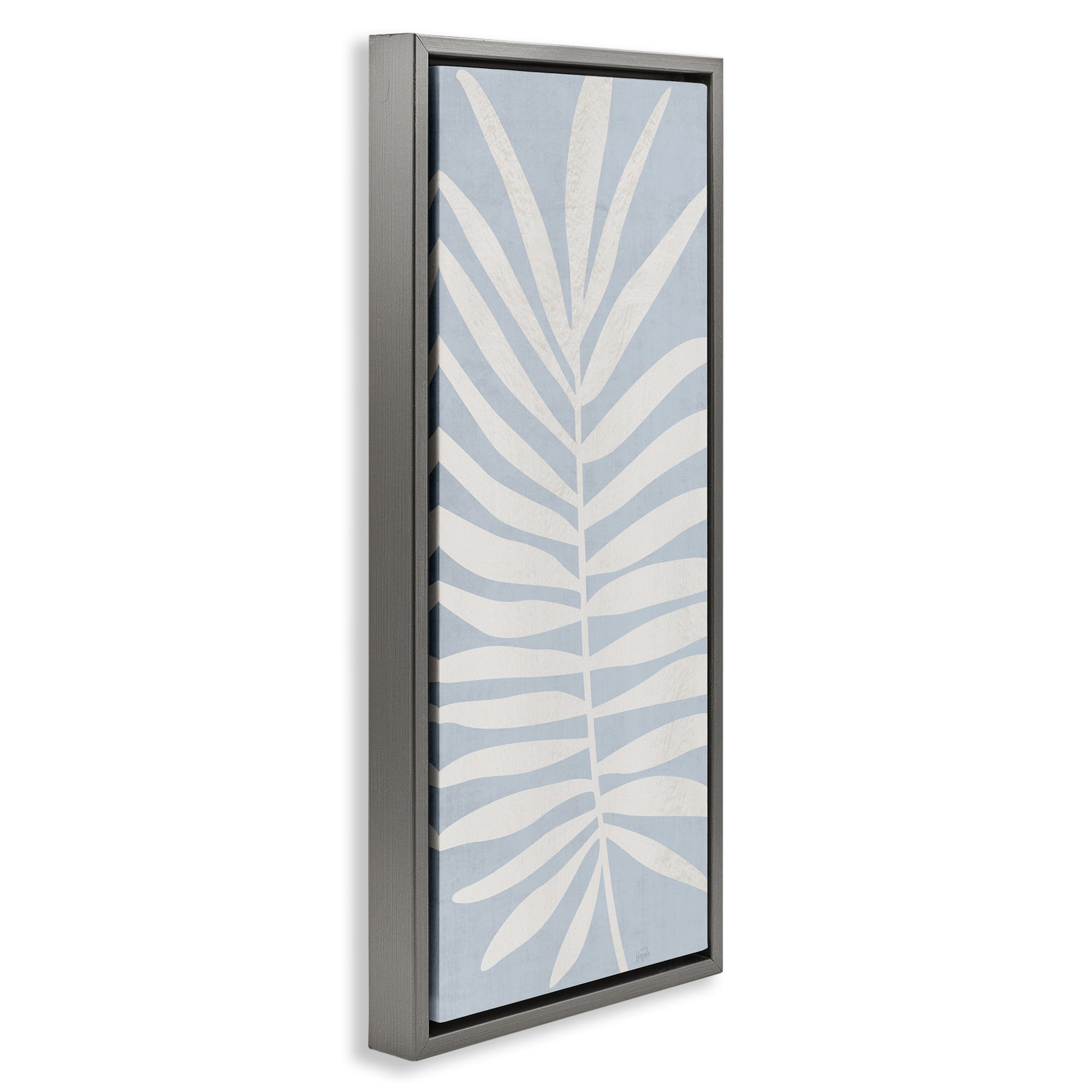 Stupell Industries Leaf Silhouette on Sky Blue Gray Framed Floater Canvas Wall Art, design by Natalie Carpentieri