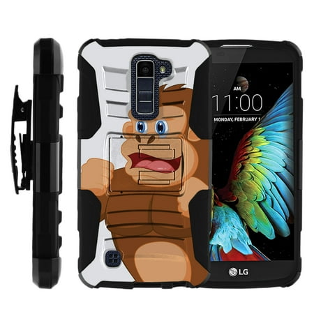 Cure Gorilla - LG K10 and LG Premier LTE Miniturtle® Clip Armor Dual Layer Case Rugged Exterior with Built in Kickstand + Holster - Happy Gorilla