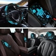 thumbnail image 4 of Yuyamidu Blue Sea Turtle Car Seat Cover Full Set of 14 Hibiscus Steering Wheel Cover Seat Belt Pad Cover Headrest Covers Cup Mat Auto Center Console Cushion Pad Keychain, 4 of 7