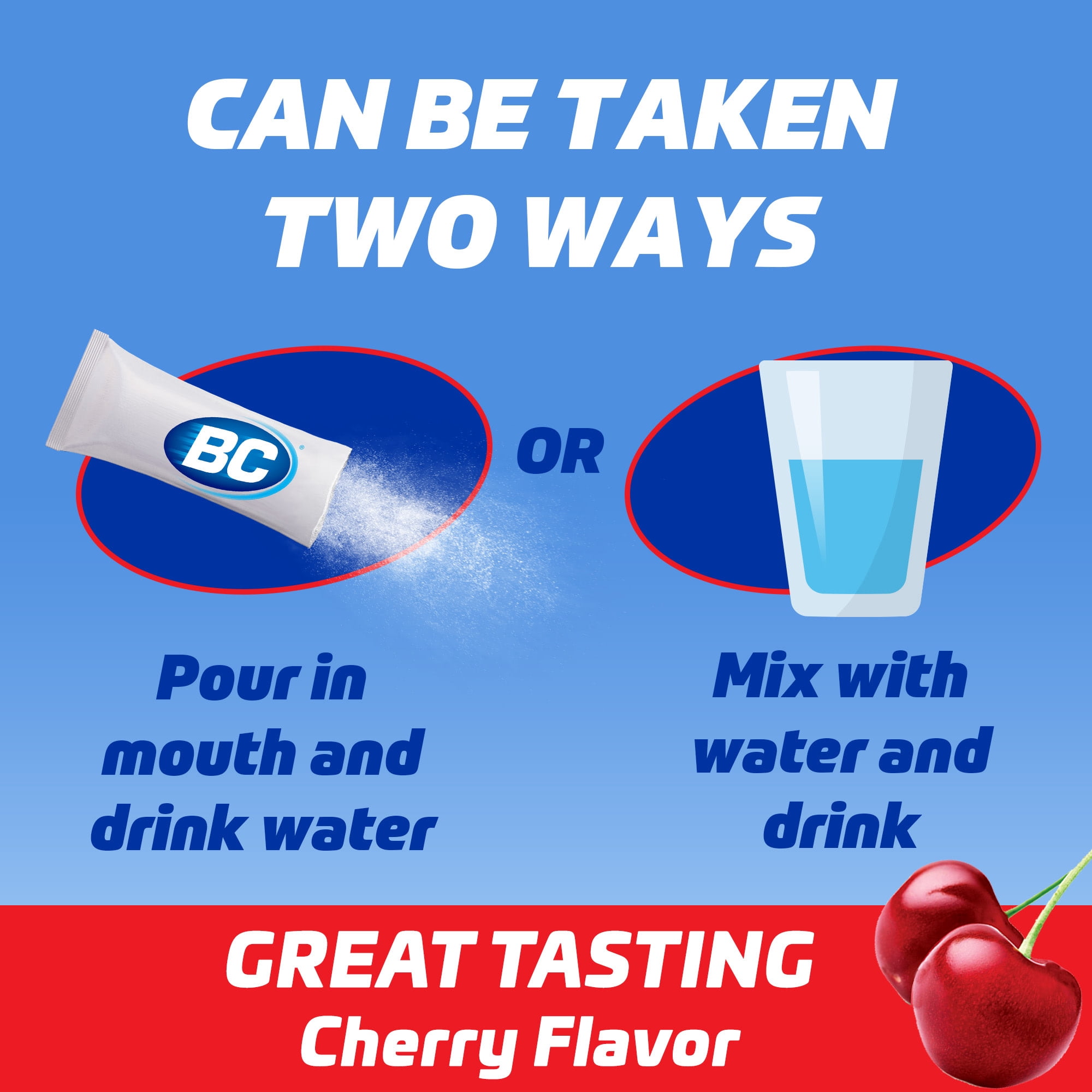 (3 pack) BC Pain Relief Powder, Cherry Flavor Headache Relief with Aspirin & Caffeine, 24 Count