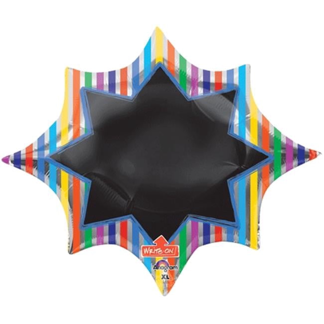 Loftus International A3-2524 Multi Stripe Burst Black Board Write-on Super Shape Party Balloon