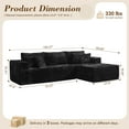 thumbnail image 4 of XIZZI 108" L-Shape Modular Sectional Sofa, Oversize Cloud Boneless Couch with Deep Seat for Living Room, Ultra-Dense Foam Filling, No Assembly Required, Right Chaise, Black, 4 of 9