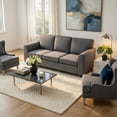 thumbnail image 4 of Hommoo Teddy Velvet 3-Seater Sofa, Upholstered Living Room Couch with Ergonomic Support, Machine-Washable Cushions & Sturdy Rubber Wood Legs, Gray, 4 of 7