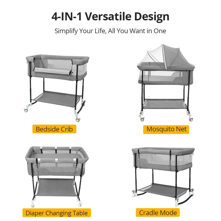  BEKA 4 in 1 Baby Bassinet Bedside Sleeper, Baby Bedside Crib 4  Functions, Bedside Bassinet Crib Sleeper, Playard, Changing Table, Baby  Bassinet for Newborn Baby : Baby