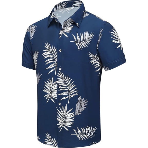 Hawaiian Shirt for Men, Unisex Summer Beach Casual Short Sleeve Button Down Shirts, Printed Palmshadow Clothing