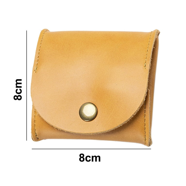 Rustic Leather Pocket Coin Case Genuine Leather Squeeze Coin Purse Pouch Change Holder Tray Purse Wallet for Men Women yellow G171516 Walmart