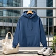thumbnail image 3 of Plus Size Hoodies for Men YTCAMLO Mens 2026 Fall Winter Fashion Casual Solid Pullover Long Sleeve Drawstring Pocketed Hooded Sweatshirt, 3 of 4