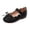 Black, variant on Djtdsds Toddler Girls Solid Color Bow Mary Jane Flats Scalloped Hook and Loop Dress Shoes Size:11