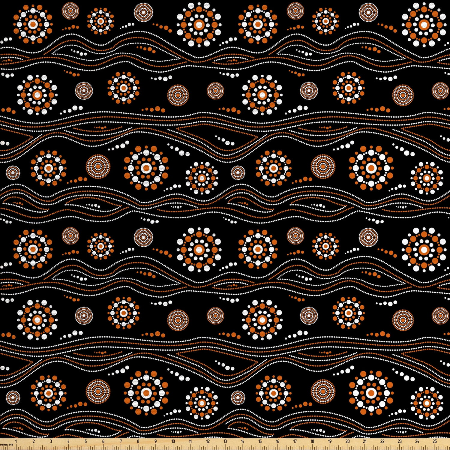 Aboriginal Fabric by The Yard, Abstract Round Motifs with Dots and