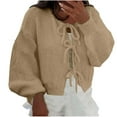 thumbnail image 2 of QTBIUQ Sweater Cardigan Sweaters Womens Solid Round-Neck Cardigan Fall and Winter Long Sleeve Fashion Sweater Coat Khaki, 2 of 8