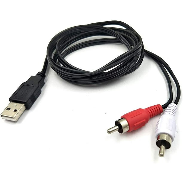 Câble USB vers 2 RCA Jack Splitter Audio Video AV Composite Câble  Adaptateur pour TV/PC