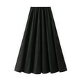 thumbnail image 2 of USSUMA Women'S Skirts Midi Skirt Solid Color High Waist Slim High-Elastic Mid-Calf Skirt Vintage Skirts Comfortable Dresses School Festive Fashion Black Skirt for Women Free Size, 2 of 7