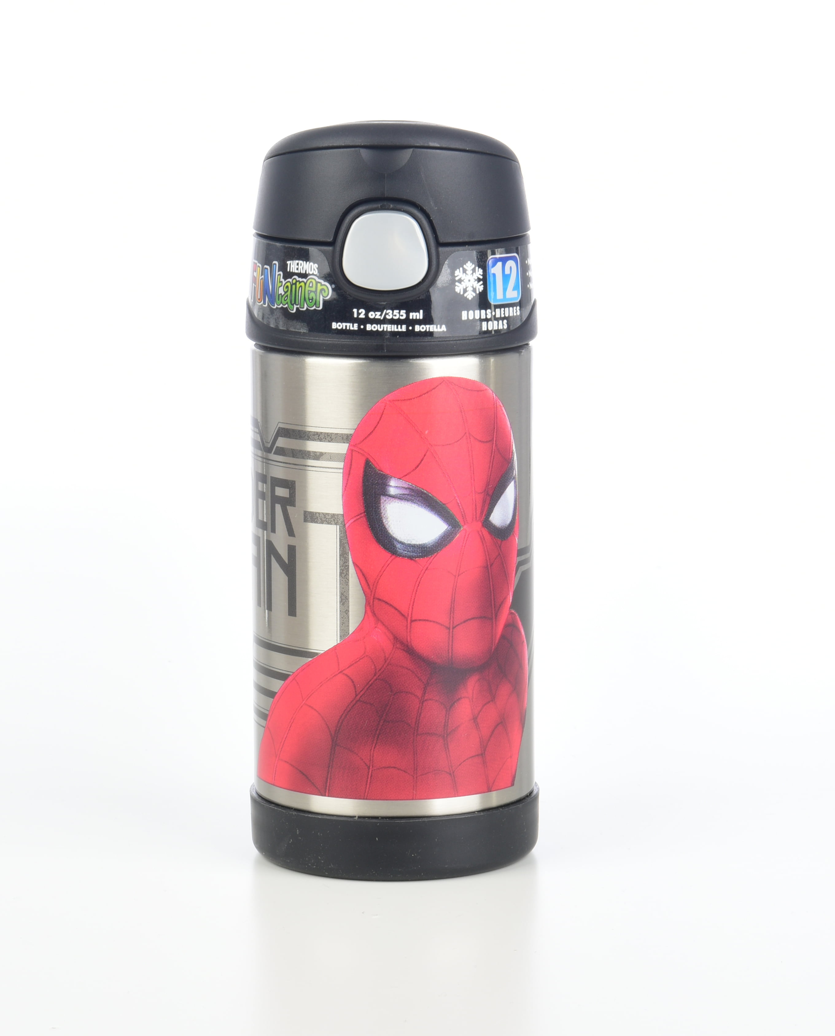 Thermos Funtainer Spider-Man 12oz Water Bottle with Pop-Up Lid New