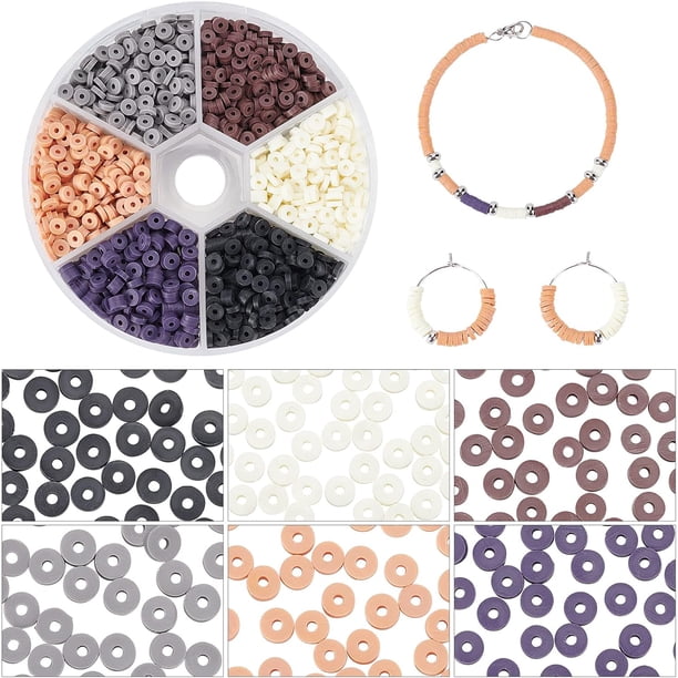 Aproximadamente 2340 cuentas de arcilla Heishi de 6 mm, ecológicas, redondas y planas, hechas a mano, para pendientes, pulseras, collares y joyas, en 6 colores.