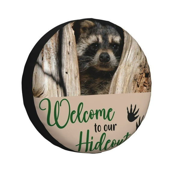 Raccoon Welcome To Our Hideout Tire Cover 15" Wheel Protectors Tyre Covers Weatherproof Wheel Covers Universal Fit For Trailer Rv Truck Suv Camper Travel Trailers All Vehicles