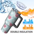thumbnail image 5 of 40oz Pioneer Flower Floral Print Pattern Insulated Tumbler with Handle, BPA-Free Leak Proof Lid and Straws, Double Wall Vacuum, Hot 12h/Cold 34h, 5 of 6