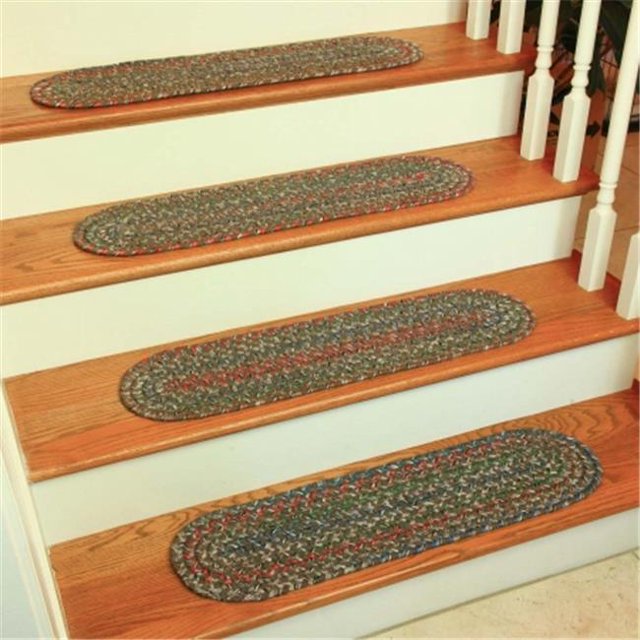 Rhody Rug KA23A008X028-13 Katie Multi Braided Stair Tread, Dark Taupe - Set Of 13