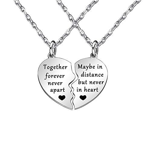 Silver & Rose Gold Heart Necklace Distance Friendship Present Gift Jewellery 