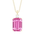 thumbnail image 2 of Rosec Jewels Solitaire Pendant Necklace with Created Pink Sapphire and Moissanite (10X14 mm), 18K Yellow Gold, 2 of 7