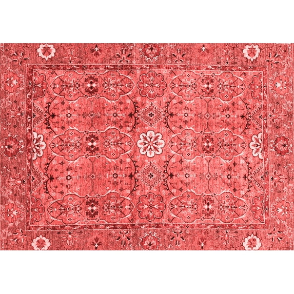 Ahgly Company Indoor Rectangle Abstract Red Modern Area Rugs, 5' x 8'