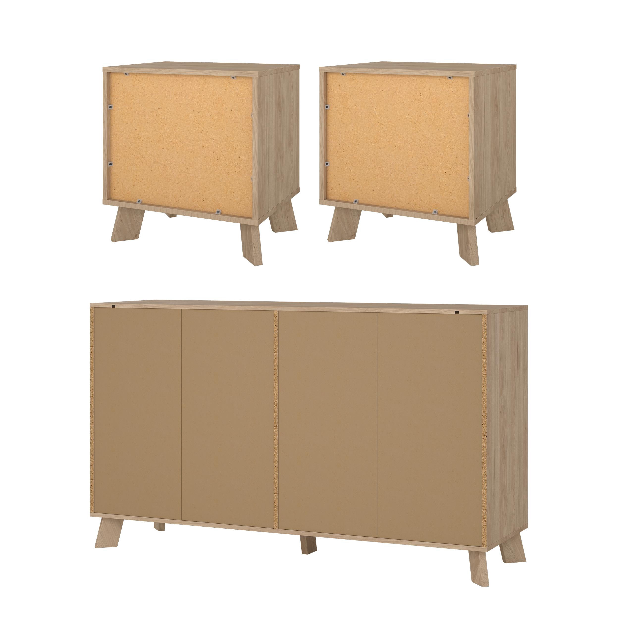 Tvilum Ikast 3-Piece Bedroom Set with Dresser And Nightstands, Jackson Hickory/White