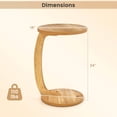 thumbnail image 3 of Costway 2 PCS Round C-shaped Side Table, 24" Solid Teak Wood End Table with Thickened Top, 3 of 9