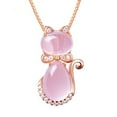 thumbnail image 2 of Soumake Elegant Women Rhinestone Faux Opal Cat Pendant Necklace Long Chain Party Jewelry, 2 of 6