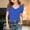 Blue, variant on Big Girls T-Shirts Tops Short Sleeve Ribbed V Neck T Shirt Comfortable Casual Tops For Big Kids And Tweens Soft Breathable Daily Wear Brown 7-8T