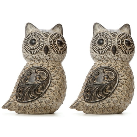 Owl Pot Belly - Elegant Expressions by Hosley Set of 2 Tabletop Owl, Large